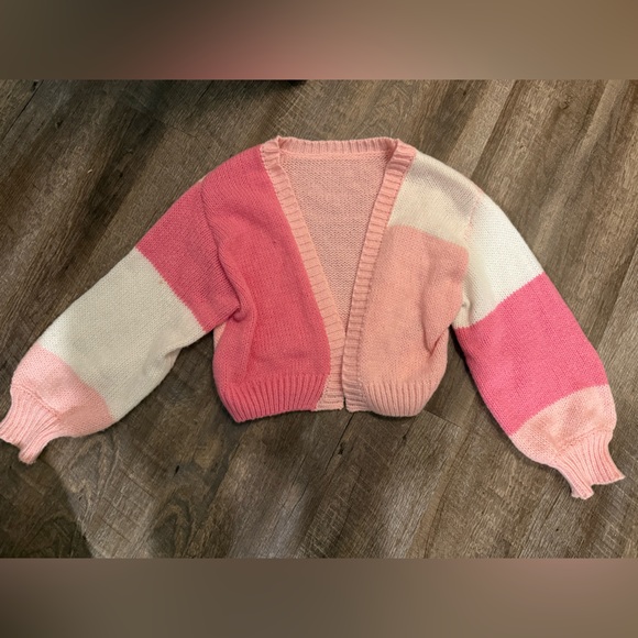 SHEIN Sweaters - SHEIN Pink and Cream Block Cardigan